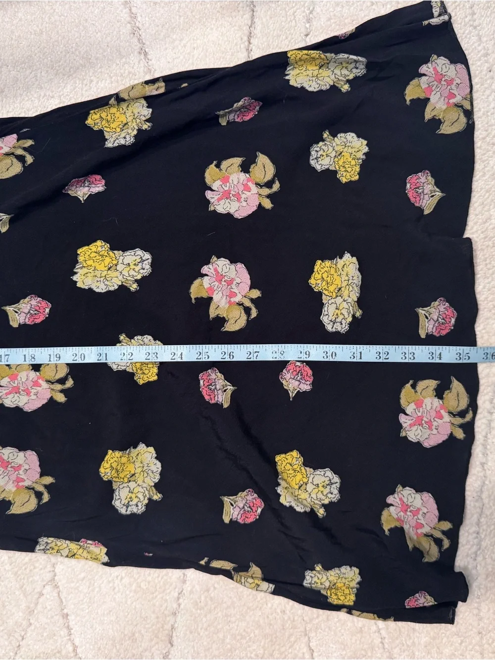 Free People Kendall Black Maxi Skirt with Pink & Yellow Floral Print